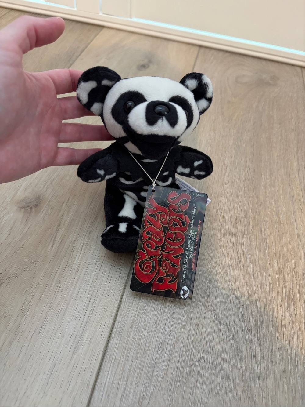 Liquid Blue Black & White Crazy Fingers Plush Bear Grateful Dead Jerry Garcia